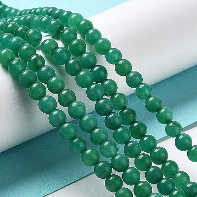 Natural Teal Jade Round Beads Strands G-P070-09-4mm-01-1