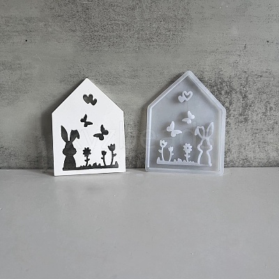 Easter Theme House with Butterfly & Rabbit Pattern DIY Silicone Table Lamp Molds SIMO-G008-01B-1