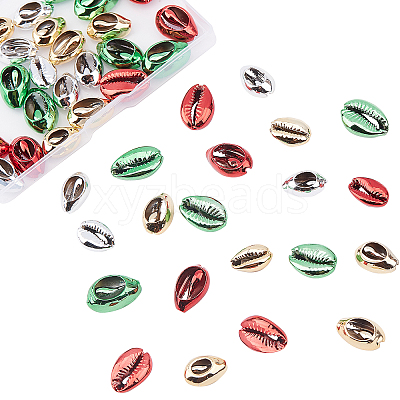 48Pcs 4 Colors Electroplated Cowrie Shell Beads BSHE-CA0001-02-1