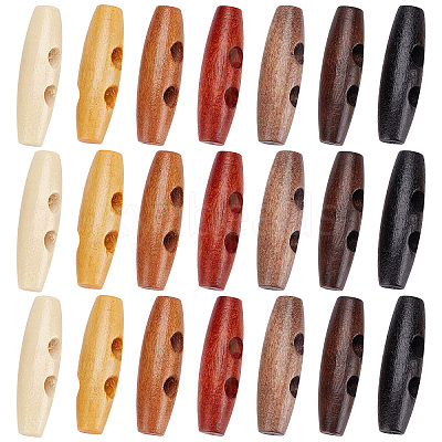 70pcs 7 style Natural Wood Buttons DIY-GF0006-67-1