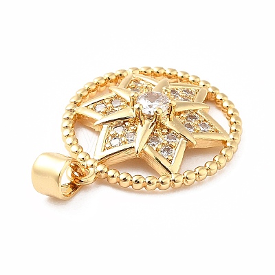 Rack Plating Brass Micro Pave Cubic Zirconia Pendants LS-KK-B057-07G-1