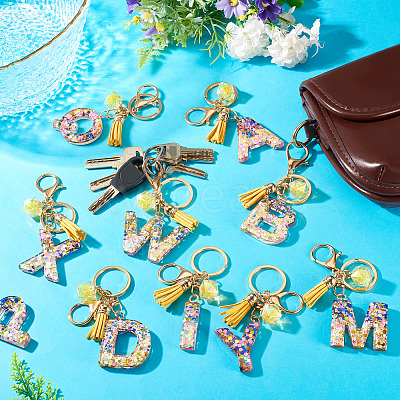 Alloy Resin Polygon Keychains KEYC-TADJ0002-03G-L-1
