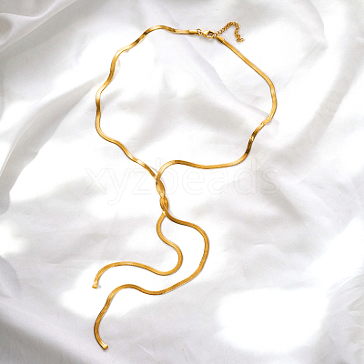 304 Stainless Steel Y-Shaped Snake Chain Lariat Necklaces for Women FZ8531-1