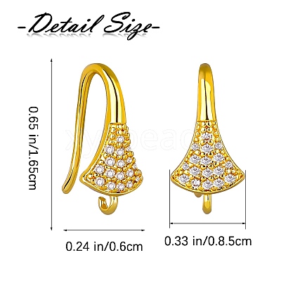 10 Pair Brass Micro Pave Clear Cubic Zirconia Earring Hooks ZIRC-SZ0005-01-1