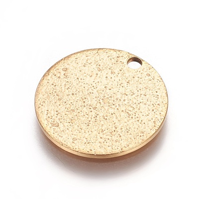 Ion Plating(IP) 304 Stainless Steel Textured Pendants STAS-I098-01-15mm-G-1