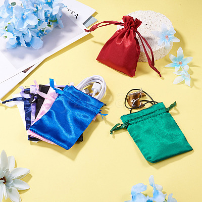 10Pcs Brocade Good Luck Fortune Drawstring Gift Blessing Bags PAAG-TADJ0001-01F-1