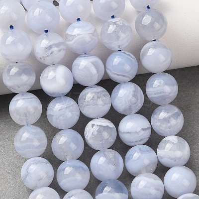 Natural Blue Lace Agate Beads Strands G-F222-30-10mm-01A-1