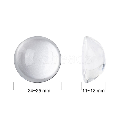 Transparent Half Round Glass Cabochons X-GGLA-R027-25mm-1
