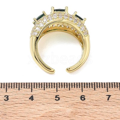 Brass Micro Pave Cubic Zirconia Cuff Open Rings for Women RJEW-L343-13G-04-1