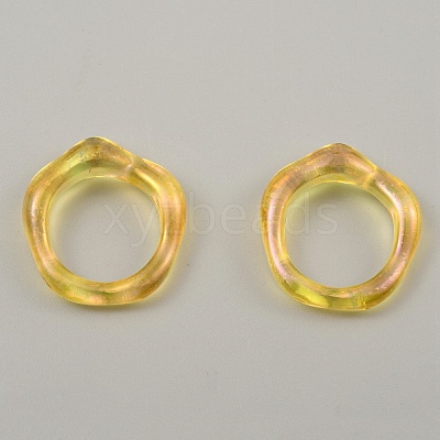 Candy Color Plastic Twist Wave Finger Ring for Women RJEW-WH0004-26E-1