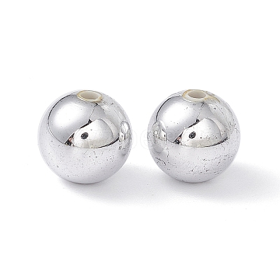 Silver Color Plated Acrylic Round Spacer Beads PACR-MSMC001-06-1