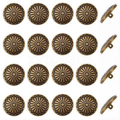20Pcs 1-Hole Alloy Shank Buttons BUTT-GF0004-10AB-1