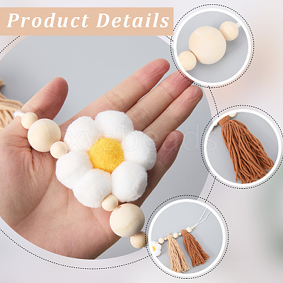 Wooden Banners with Flower Tassels Pendant Hanging Bunting FIND-WH20019-93B-1