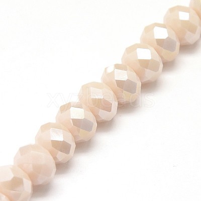 1 Strand Electroplate Opaque Solid Color Crystal Glass Rondelle Beads Strands X-EGLA-F047A-13AB-1