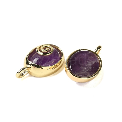 Natural Amethyst Oval Pendants G-K371-01G-07-1
