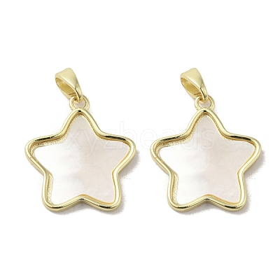 Brass Pave Shell Pendants KK-I708-14D-G-1