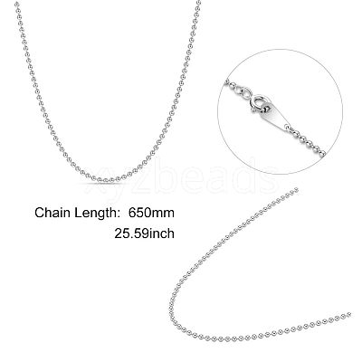 Rhodium Plated 925 Sterling Silver Ball Chain Necklaces JN952A-1