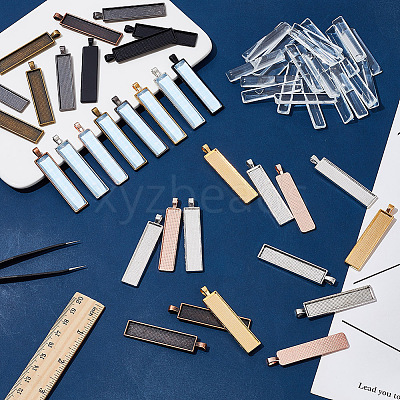 DIY Blank Rectangle Alloy Pendants Making Kits DIY-AN0001-11-1
