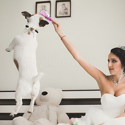 Plastic Artificial Leaf & Velvet Dog Ring Bearer HJEW-DR00077-1