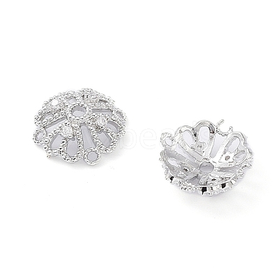 Rack Plating Brass Cubic Zirconia Bead Cap KK-A183-77P-1