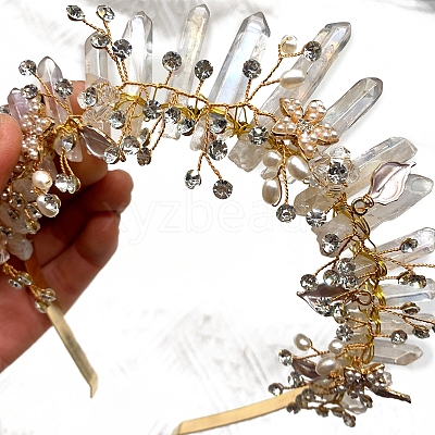 Natural Electroplated Crystal Hair Bands PW-WG7316B-12-1