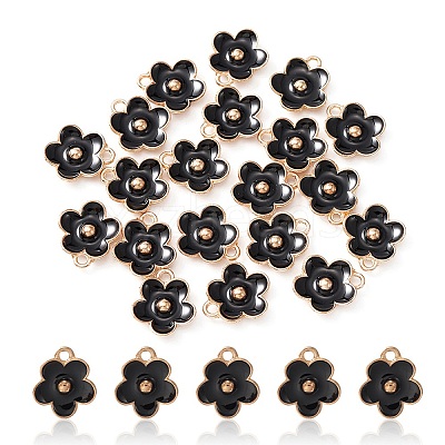 Light Gold Plated Alloy Enamel Pendants ENAM-YW0002-20E-1