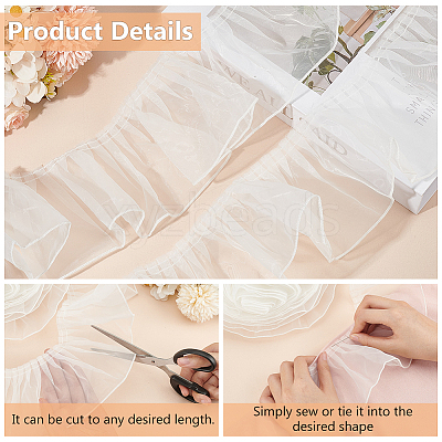 Polyester Pleated Lace Ribbon OCOR-WH0078-132B-1