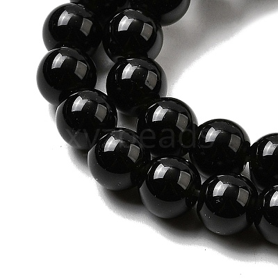 Natural Black Obsidian Beads Strands G-L632-A01-6mm-1