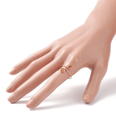 Round Natural Gemstone Braided Open Cuff Ring RJEW-JR00503-1