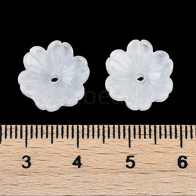 Transparent Spray Paint Glass Bead Caps GLAA-H035-04A-1