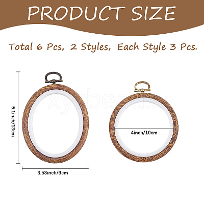 6Pcs 2 Styles Plastic Cross Stitch Embroidery Hoops DIY-CP0012-39-1