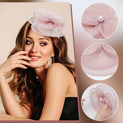 Fascinators Flower Mesh Feathers Organza Hat on a Hair Band Party Headwear for Girls and Women OHAR-WH0014-19A-1