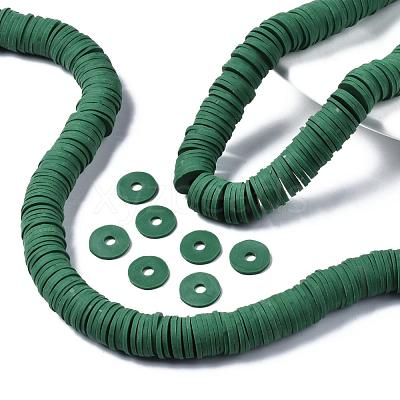 Flat Round Handmade Polymer Clay Beads CLAY-R067-12mm-46-1
