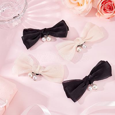 4Pcs 2 Colors Polyester Bowknot Shoe Decorations FIND-FG0002-39-1