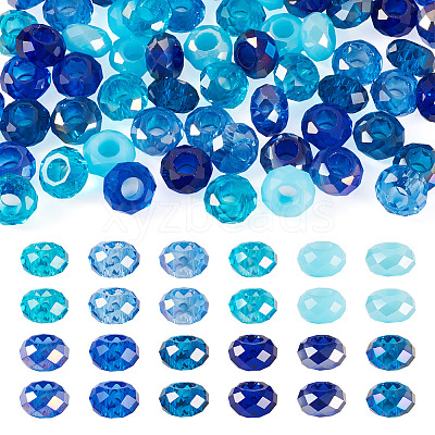 60Pcs 12 Colors Blue Color Theme Glass European Beads GPDL-TA0001-10-1