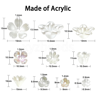 300Pcs ABS Plastic Imitation Pearl Flower Bead Caps KY-CJ0001-59-1