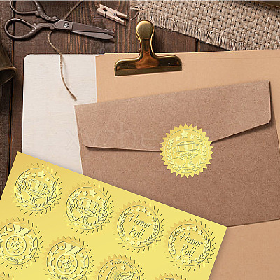 6 Patterns Aluminium-foil Paper Adhesive Embossed Stickers DIY-WH0451-001-1
