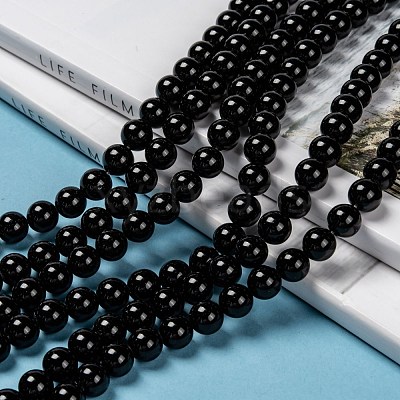 Natural Eyeless Obsidian Beads Strands X-G-K123-06-8mm-1