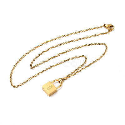 304 Stainless Steel Rolo Chain Pendant Necklaces NJEW-S444-01G-25-1