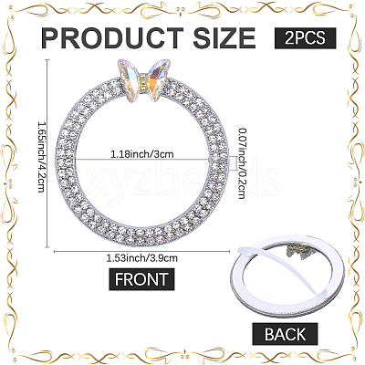 2Pcs Alloy Rhinestone Car Stickers STIC-CN0001-08-1