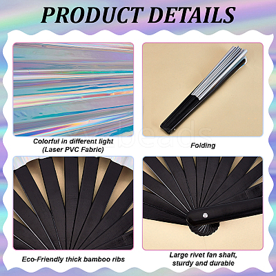 Laser PVC & Bamboo Folding Fan AJEW-WH0534-46-1
