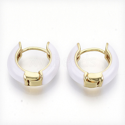 Brass Huggie Hoop Earrings EJEW-S209-01F-1
