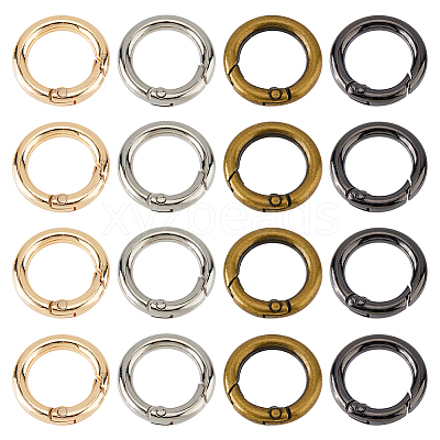 24Pcs 4 Colors Alloy Spring Gate Rings FIND-HS0001-26C-1