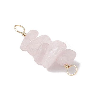 10Pcs 5 Styles Constellation Natural Citrine & Gold Rutilated Quartz & Tiger Eye & Citrine & White Moonstone Copper Wire Wrapped Chip Beaded Connector Charms PALLOY-JF02905-07-1