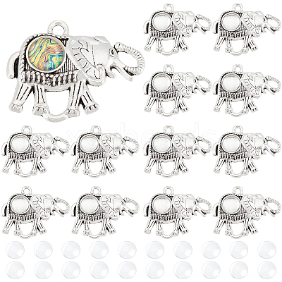 40Pcs 2 Style Tibetan Style Alloy Pendant Cabochon Settings FIND-PH0004-86-1