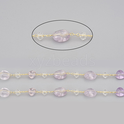 3.28 Feet Handmade Natural Amethyst Beaded Chains X-CHC-I031-11B-1