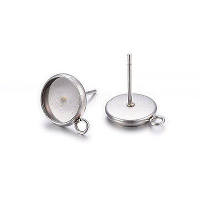 Non-Tarnish 304 Stainless Steel Stud Earring Settings X-STAS-H467-08P-10mm-1
