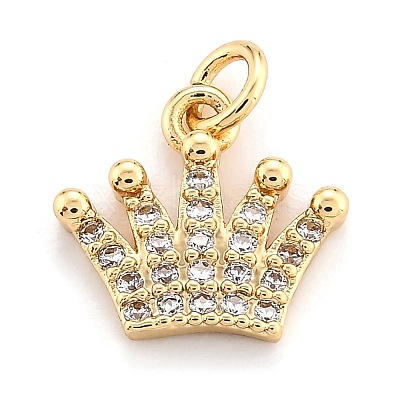 Brass Micro Pave Clear Cubic Zirconia Pendants ZIRC-O043-03G-1