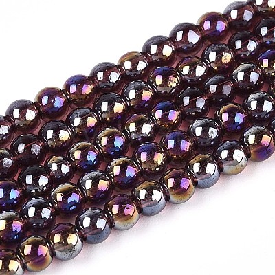 Electroplate Transparent Glass Beads Strands GLAA-T032-T4mm-AB19-1