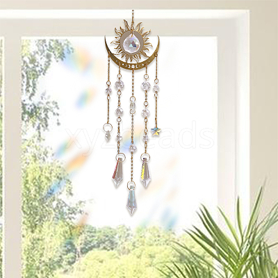 1Pc Metal Moon Hanging Ornaments AJEW-CN0004-04B-1